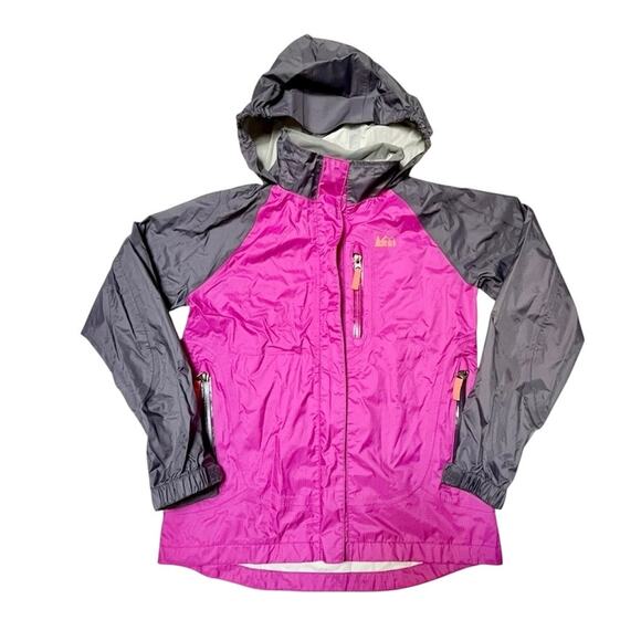 REI Rainwall Hooded Rain Jacket Size 10/12 - Picture 1 of 6